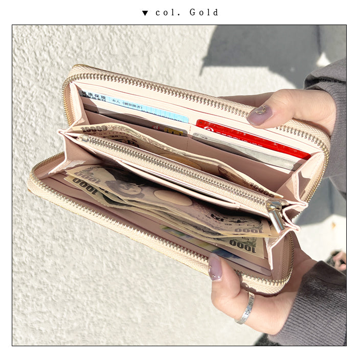 【Leo&Aoi公式ショップ】 グリッター 長財布 ラウンドファスナー 本革 財布 サイフ さいふ ウォレット レディース メンズ 革 牛革 レザー カード収納 革財布 ラウンド長財布 ラウンド財布 長サイフ 本革長財布 ハンドメイド【安心の返品保証付き】