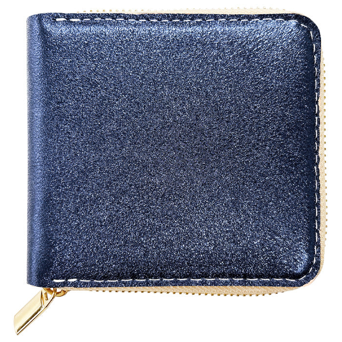 【Leo&Aoi公式ショップ】 本革 グリッター ラウンド型 二つ折り財布 レディース 財布 ラウンドファスナー 小銭入れ コンパクト ゴールド シルバー 【安心の返品保証付き】