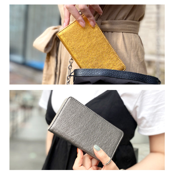 【Leo&Aoi公式ショップ】 らくらくスマートフォン F-42A me F-01L ケース カバー 手帳型ケース 本革 イタリア産 グリッター スマホケース らくらくスマートフォンme f01l f42a docomo らくらくフォン 携帯ケース 【安心の返品保証付き】