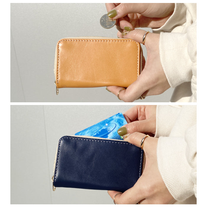 【Leo&Aoi公式ショップ】 ちょっといい本革 クロムなめし コインケース ラウンドファスナー ポーチ 小型財布 小銭入れ コンパクト 小物入れ 革 高級 牛革 カード入れ カードケース メンズ レディース レザー ケース【安心の返品保証付き】