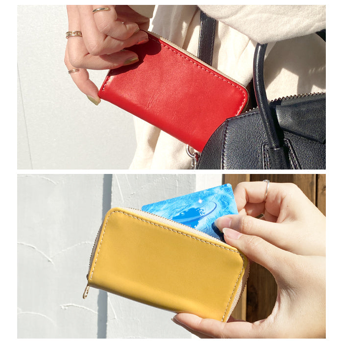 【Leo&Aoi公式ショップ】 ちょっといい本革 クロムなめし コインケース ラウンドファスナー ポーチ 小型財布 小銭入れ コンパクト 小物入れ 革 高級 牛革 カード入れ カードケース メンズ レディース レザー ケース【安心の返品保証付き】