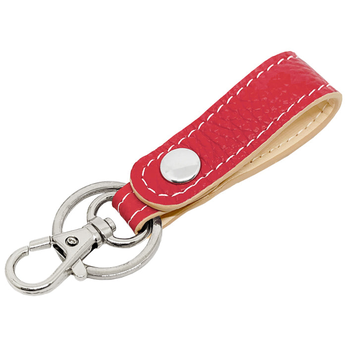 【Leo&Aoi公式ショップ】 本革 キーリング キーホルダー スナップボタン ちょっとハイソな本革 牛革 型押し