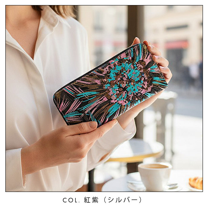 【Leo&Aoi公式ショップ】 長財布 西陣織 花火 ラウンド型長財布 財布 カード収納 和柄 和風 織物 伝統 【安心の返品保証付き】