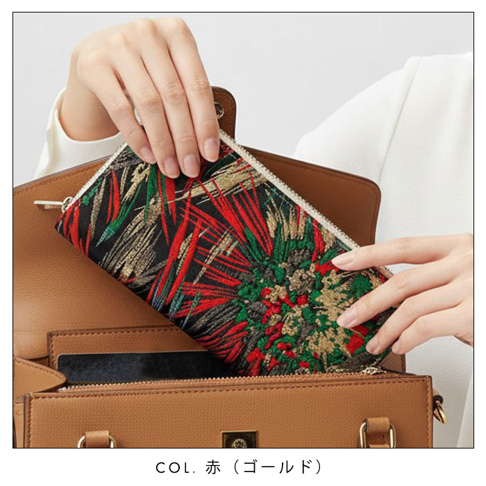 【Leo&Aoi公式ショップ】 長財布 西陣織 花火 ラウンド型長財布 財布 カード収納 和柄 和風 織物 伝統 【安心の返品保証付き】