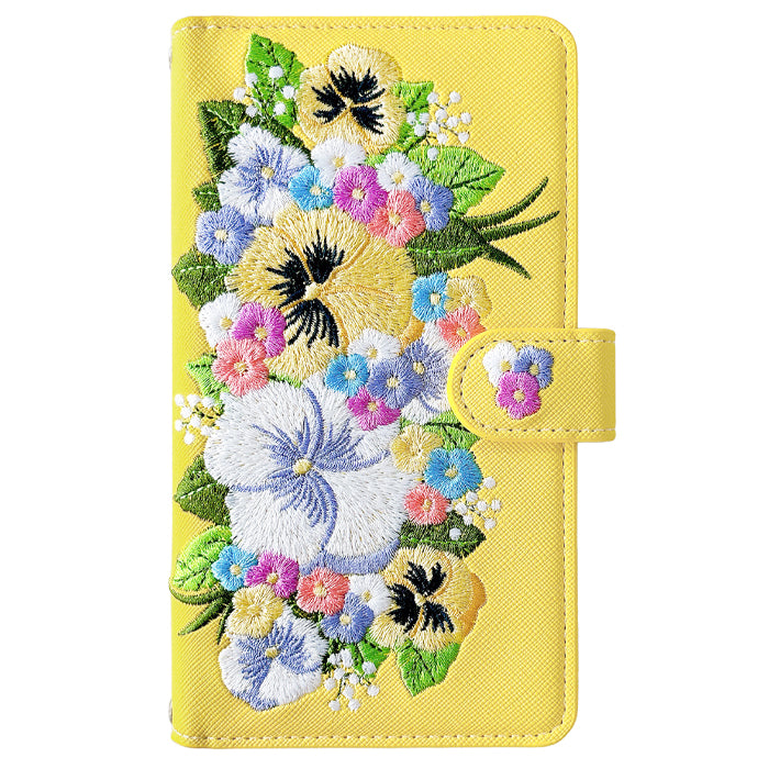 iPhone 16 plus iPhone16plus ケース カバー 手帳型 ハンドあり パンジー 刺繍 手帳型ケース アイフォン16プラス スマホケース