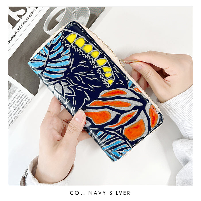 【Leo&Aoi公式ショップ】 ハワイアン柄 長財布 本革 財布 ラウンド型ファスナー レディース メンズ 大容量 カード収納【安心の返品保証付き】