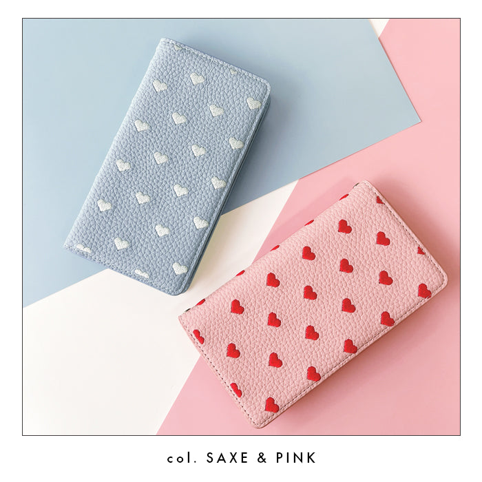 【Leo&Aoi公式ショップ】 iPhone16pro ケース iPhone 16 pro カバー 手帳型 ハート刺繍 手帳型ケース アイフォン16プロ スマホケース 【安心の返品保証付き】