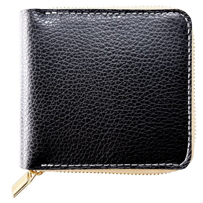 【Leo&Aoi公式ショップ】 ハイソ 型押し 本革 ラウンド型 二つ折り財布 ラウンドファスナー ラウンド型財布 小銭入れ 二つ折り 財布 メンズ レディース コンパクト 薄型 カード入れ 牛本革 革財布 ウォレット コインケース付き ハンドメイド【安心の返品保証付き】