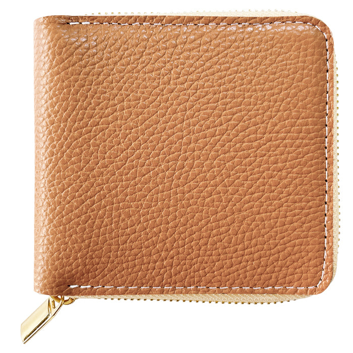 【Leo&Aoi公式ショップ】 ハイソ 型押し 本革 ラウンド型 二つ折り財布 ラウンドファスナー ラウンド型財布 小銭入れ 二つ折り 財布 メンズ レディース コンパクト 薄型 カード入れ 牛本革 革財布 ウォレット コインケース付き ハンドメイド【安心の返品保証付き】