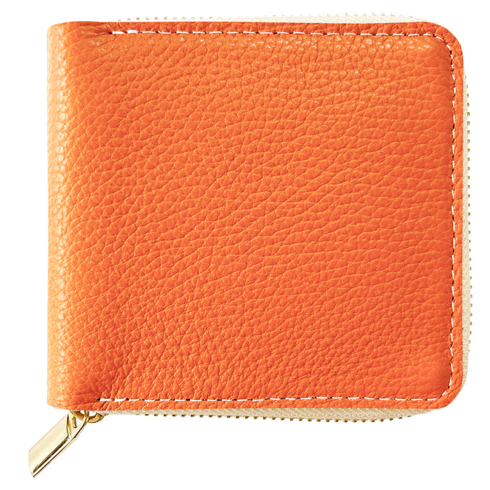 【Leo&Aoi公式ショップ】 ハイソ 型押し 本革 ラウンド型 二つ折り財布 ラウンドファスナー ラウンド型財布 小銭入れ 二つ折り 財布 メンズ レディース コンパクト 薄型 カード入れ 牛本革 革財布 ウォレット コインケース付き ハンドメイド【安心の返品保証付き】