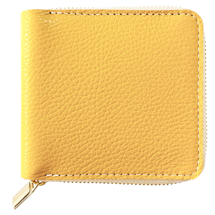 【Leo&Aoi公式ショップ】 ハイソ 型押し 本革 ラウンド型 二つ折り財布 ラウンドファスナー ラウンド型財布 小銭入れ 二つ折り 財布 メンズ レディース コンパクト 薄型 カード入れ 牛本革 革財布 ウォレット コインケース付き ハンドメイド【安心の返品保証付き】