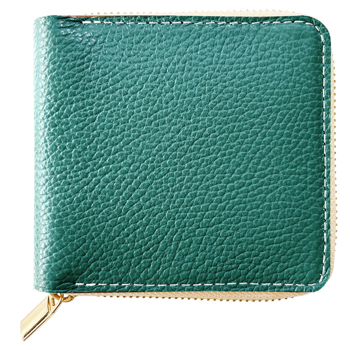 【Leo&Aoi公式ショップ】 ハイソ 型押し 本革 ラウンド型 二つ折り財布 ラウンドファスナー ラウンド型財布 小銭入れ 二つ折り 財布 メンズ レディース コンパクト 薄型 カード入れ 牛本革 革財布 ウォレット コインケース付き ハンドメイド【安心の返品保証付き】