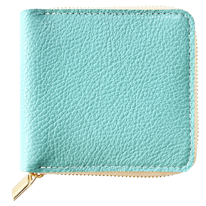 【Leo&Aoi公式ショップ】 ハイソ 型押し 本革 ラウンド型 二つ折り財布 ラウンドファスナー ラウンド型財布 小銭入れ 二つ折り 財布 メンズ レディース コンパクト 薄型 カード入れ 牛本革 革財布 ウォレット コインケース付き ハンドメイド【安心の返品保証付き】