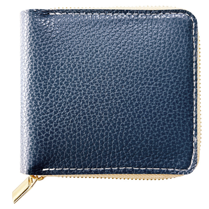 【Leo&Aoi公式ショップ】 ハイソ 型押し 本革 ラウンド型 二つ折り財布 ラウンドファスナー ラウンド型財布 小銭入れ 二つ折り 財布 メンズ レディース コンパクト 薄型 カード入れ 牛本革 革財布 ウォレット コインケース付き ハンドメイド【安心の返品保証付き】