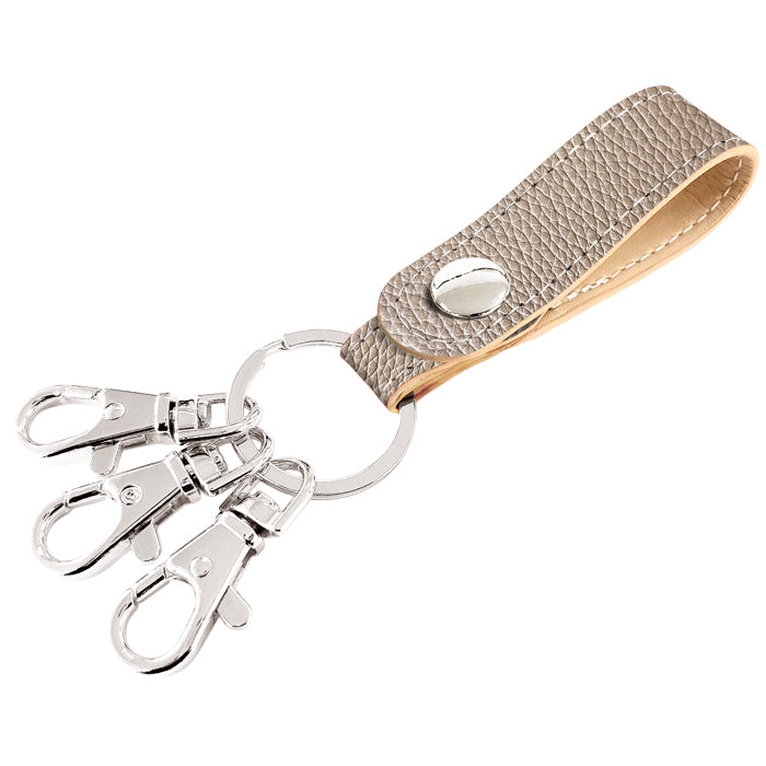 【Leo&Aoi公式ショップ】 ちょっとハイソな本革 型押し 3連 キーリング 本革 スナップボタン 本革キーリング 【安心の返品保証付き】