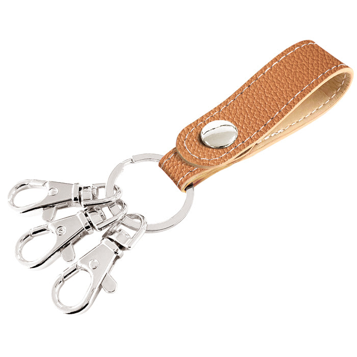 【Leo&Aoi公式ショップ】 ちょっとハイソな本革 型押し 3連 キーリング 本革 スナップボタン 本革キーリング 【安心の返品保証付き】