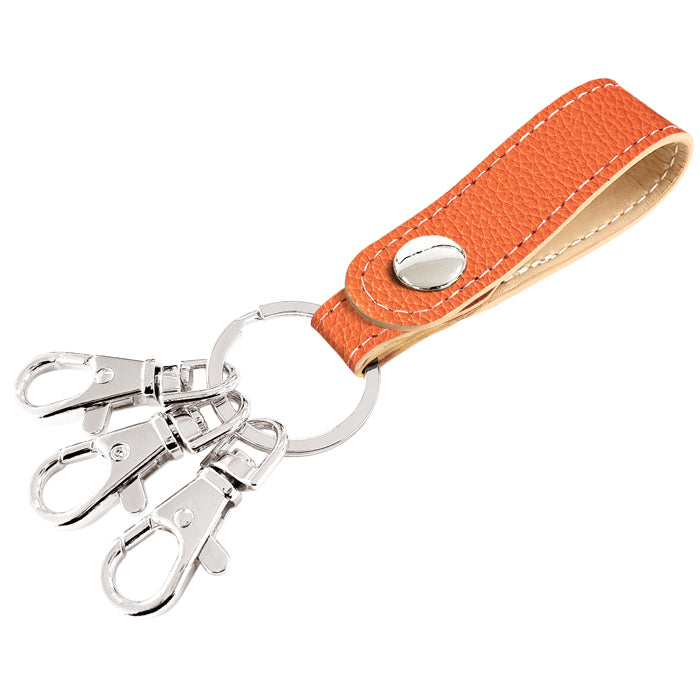 【Leo&Aoi公式ショップ】 ちょっとハイソな本革 型押し 3連 キーリング 本革 スナップボタン 本革キーリング 【安心の返品保証付き】