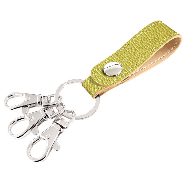 【Leo&Aoi公式ショップ】 ちょっとハイソな本革 型押し 3連 キーリング 本革 スナップボタン 本革キーリング 【安心の返品保証付き】