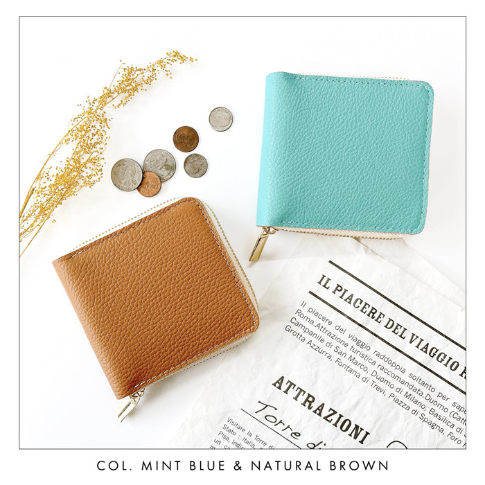 【Leo&Aoi公式ショップ】 ハイソ 型押し 本革 ラウンド型 二つ折り財布 ラウンドファスナー ラウンド型財布 小銭入れ 二つ折り 財布 メンズ レディース コンパクト 薄型 カード入れ 牛本革 革財布 ウォレット コインケース付き ハンドメイド【安心の返品保証付き】