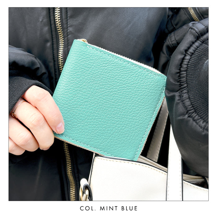 【Leo&Aoi公式ショップ】 ハイソ 型押し 本革 ラウンド型 二つ折り財布 ラウンドファスナー ラウンド型財布 小銭入れ 二つ折り 財布 メンズ レディース コンパクト 薄型 カード入れ 牛本革 革財布 ウォレット コインケース付き ハンドメイド【安心の返品保証付き】