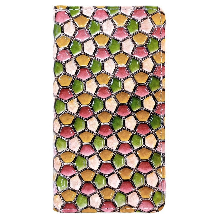 【Leo&Aoi公式ショップ】 本革 ハニカム ステンドグラス スマホケース 手帳型ケース 100機種以上対応