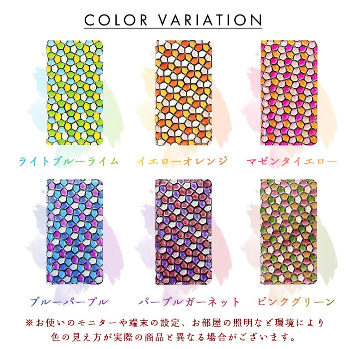 【Leo&Aoi公式ショップ】 本革 ハニカム ステンドグラス スマホケース 手帳型ケース 100機種以上対応