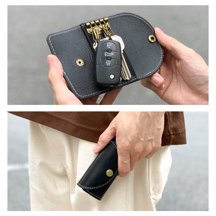 【Leo&Aoi公式ショップ】 馬ヌメ革 キーケース 4連 本革 メンズ レディース スマートキー 三つ折り 馬革 ホースレザー レザー 鍵入れ 鍵 カギ 収納 スリム コンパクト キーホルダー 4連キーケース ヌメ革 【安心の返品保証付き】