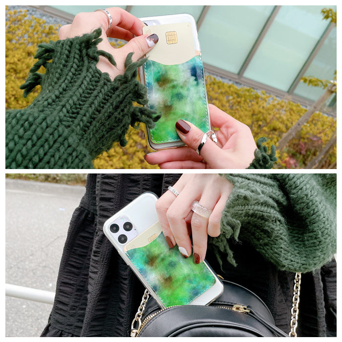 【Leo&Aoi公式ショップ】 イタリアンアート スマホ カードケース 本革 貼り付け 薄型 背面 カード収納 カードポケット 背面収納 レザー ポケット カード入れ スリム ICカード 定期入れ シール 水彩画風 エナメル CARD POCKET 【安心の返品保証付き】