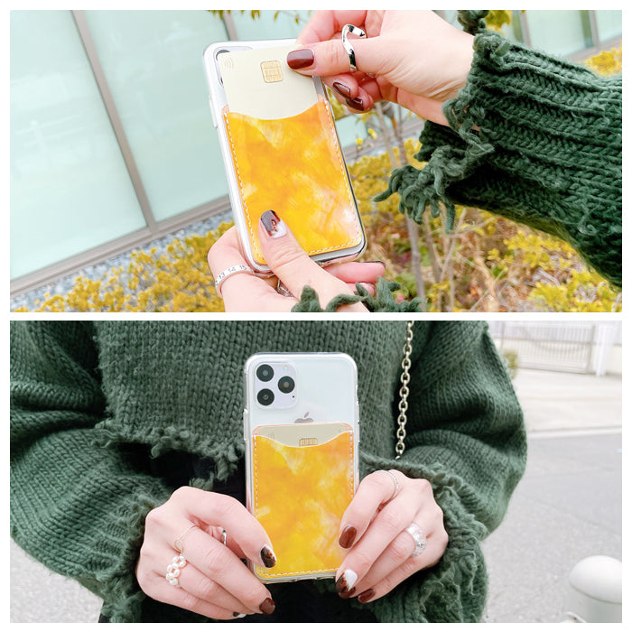 【Leo&Aoi公式ショップ】 イタリアンアート スマホ カードケース 本革 貼り付け 薄型 背面 カード収納 カードポケット 背面収納 レザー ポケット カード入れ スリム ICカード 定期入れ シール 水彩画風 エナメル CARD POCKET 【安心の返品保証付き】