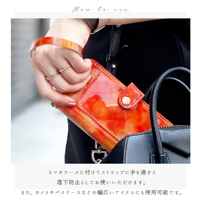 【Leo&Aoi公式ショップ】 イタリアンアート ストラップ 本革 マルチストラップ 携帯ストラップ レザー 携帯 スマホ キーホルダー パスケース 定期入れ リストストラップ 革 牛革 手帳型 スマホケース 落下防止 レディース カニカン付き 【安心の返品保証付き】
