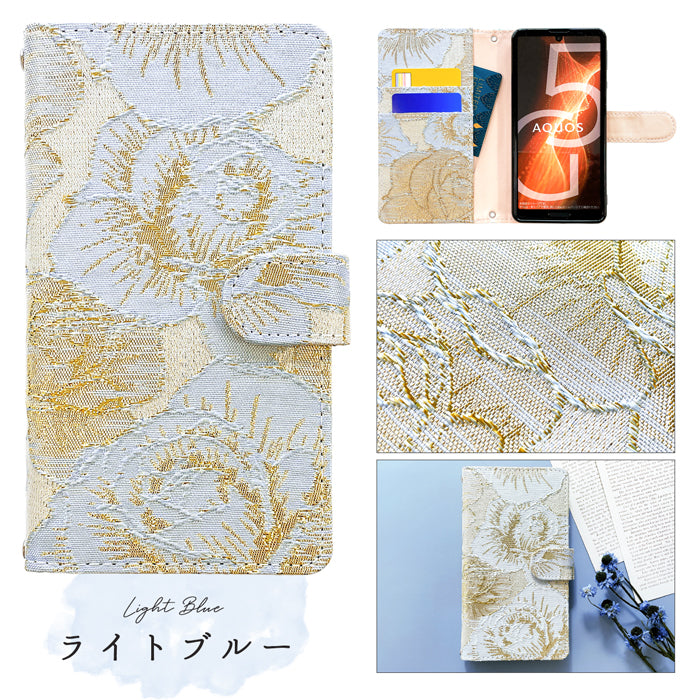 【Leo&Aoi公式ショップ】 ジャガードローズ スマホケース 手帳型ケース 100機種以上対応
