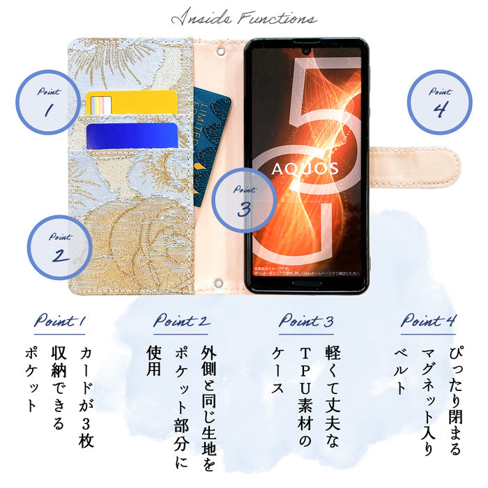 【Leo&Aoi公式ショップ】 BASIO active3 KYG04 ケース カバー 手帳型 ジャガードローズ 手帳型ケース ベイシオ アクティブ 3 携帯ケース スマホケース 【安心の返品保証付き】