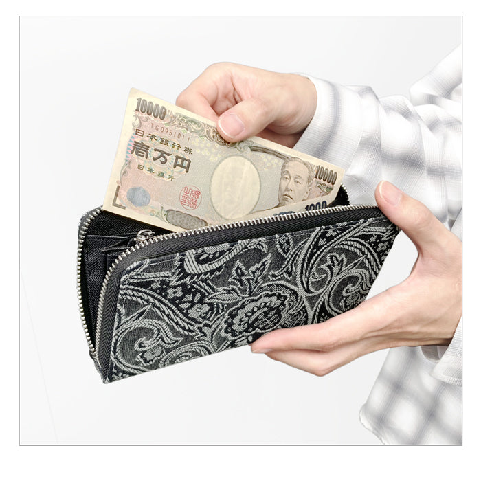 【Leo&Aoi公式ショップ】 ジャガード デニム ラウンド長財布 財布 長財布 ラウンドファスナー サイフ さいふ ウォレット デニム長財布 デニム財布 カード収納 ジャガードデニム 長サイフ ロングウォレット 小銭入れ シック おしゃれ メンズ レディース ハンドメイド 【安心の返品保証付き】