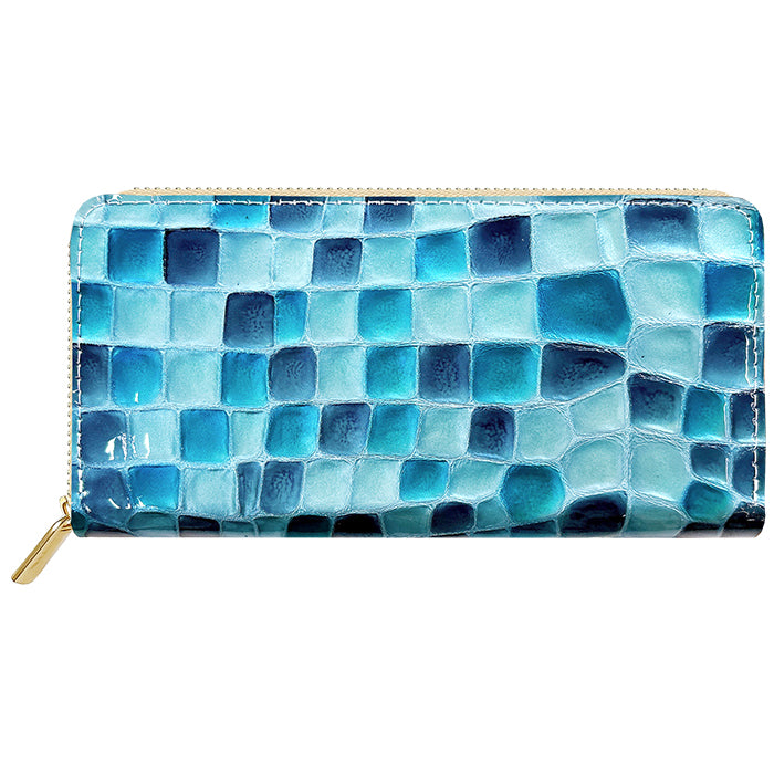 【Leo&Aoi公式ショップ】 ちょっと上品なステンドグラス 蛇腹 カードポケット付き 長財布 本革 ラウンド型ファスナー 財布 レディース 大容量 【安心の返品保証付き】