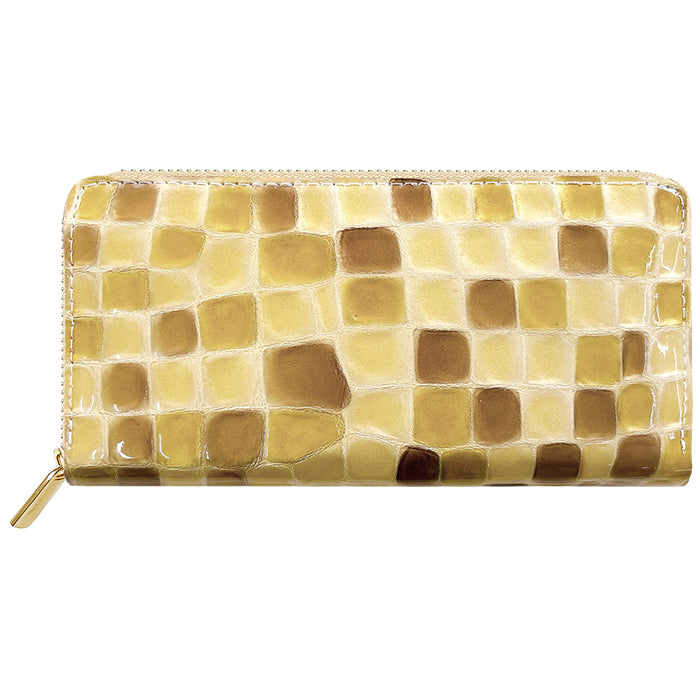 【Leo&Aoi公式ショップ】 ちょっと上品なステンドグラス 蛇腹 カードポケット付き 長財布 本革 ラウンド型ファスナー 財布 レディース 大容量 【安心の返品保証付き】