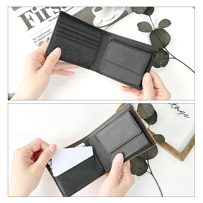 【Leo&Aoi公式ショップ】本革 上品な紳士レザー二つ折り財布 メンズ カード収納 小銭入れ コインケース付き サイフ ウォレット 薄型 コンパクト WM-D1-07 【安心の返品保証付き】