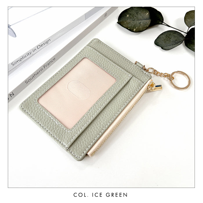 【Leo&Aoi公式ショップ】 本革 パステル 上品な型押し 財布付き パスケース 定期入れ 小銭入れ カードケース 薄型 パステルカラー レディース PC1-P1-04 【安心の返品保証付き】