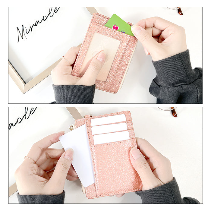 【Leo&Aoi公式ショップ】 本革 パステル 上品な型押し 財布付き パスケース 定期入れ 小銭入れ カードケース 薄型 パステルカラー レディース PC1-P1-04 【安心の返品保証付き】