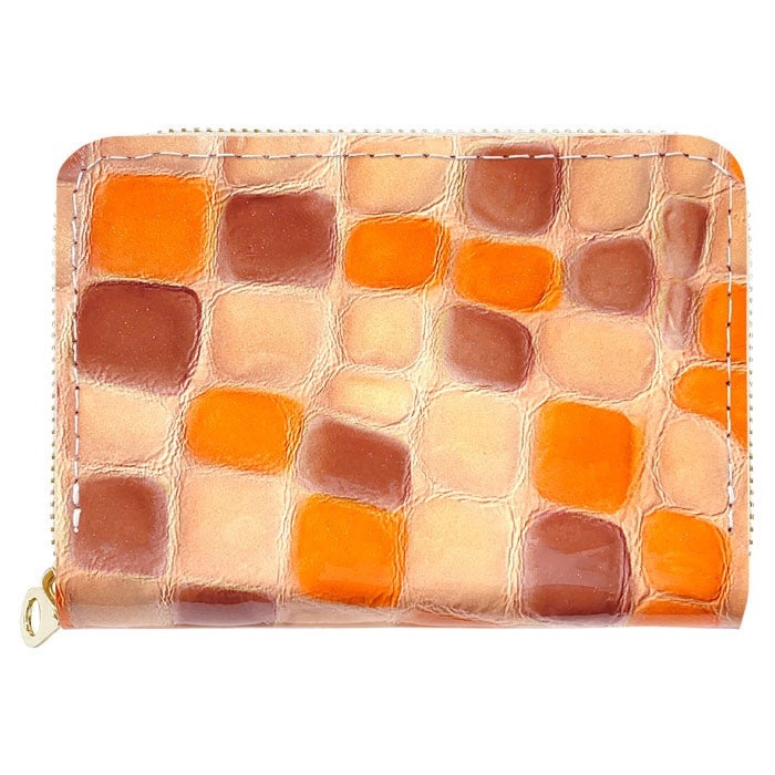 【Leo&Aoi公式ショップ】 ちょっと上品な ステンドグラス ミニ財布 財布 ミニ財布 本革 ミニウォレット コンパクト ラウンドファスナー 牛革 サイフ さいふ ウォレット 小さい財布 革 エナメル レザー カード収納 革財布 ラウンド財布 ミニサイフ レディース
