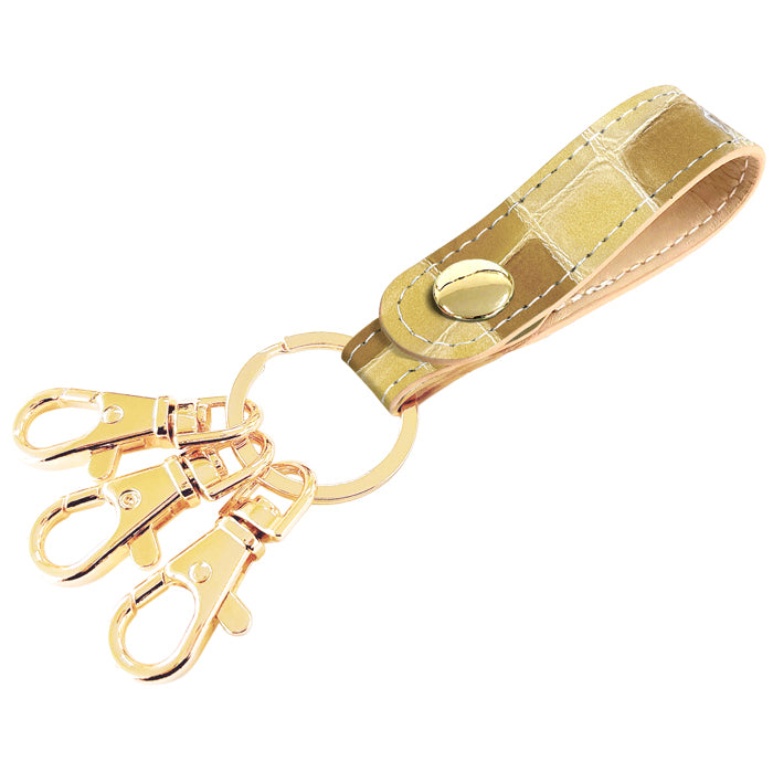 【Leo&Aoi公式ショップ】 ちょっと上品な ステンドグラス 3連 キーリング 本革 スナップボタン 本革キーリング 【安心の返品保証付き】