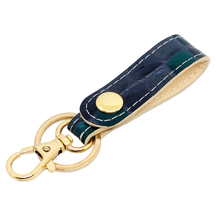 【Leo&Aoi公式ショップ】 ちょっと上品な ステンドグラス キーリング 本革 スナップボタン 本革キーリング