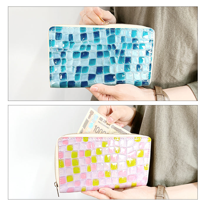 【Leo&Aoi公式ショップ】本革 上品なステンドグラス マルチケース 通帳ケース パスポートケース 母子手帳ケース 大容量 スリム設計 ファスナー付き メンズ レディース おしゃれ ハンドメイド 【安心の返品保証付き】