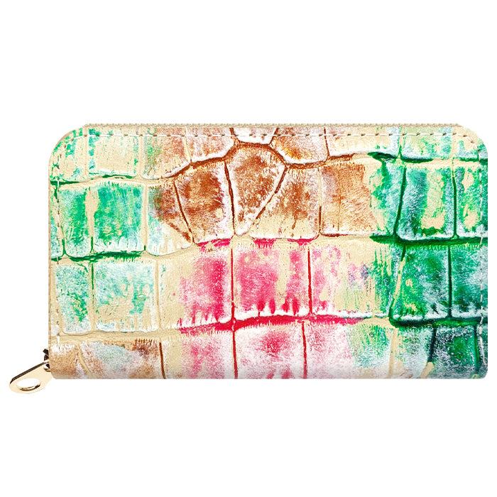 【Leo&Aoi公式ショップ】 型押しアート コインケース ラウンドファスナー 本革 コンパクト 小物入れ 牛革 ポーチ 小型財布 小銭入れ 革 高級 レザー ケース【安心の返品保証付き】