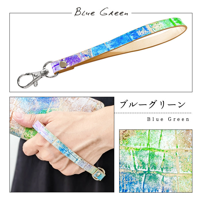 【Leo&Aoi公式ショップ】 型押しアート ナスカン付き ストラップ 本革 マルチストラップ 携帯ストラップ レザー 携帯 スマホ キーホルダー パスケース 定期入れ リストストラップ 革 牛革 手帳型 スマホケース 落下防止 レディース メンズ クロコダイル 【安心の返品保証付き】