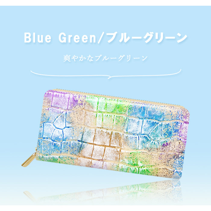 【Leo&Aoi公式ショップ】 型押しアート 財布 長財布 レディース 本革 ラウンドファスナー サイフ さいふ ウォレット 革 牛革 レザー カード収納 革財布 ラウンド長財布 ラウンド財布 長サイフ 本革長財布 ハンドメイド