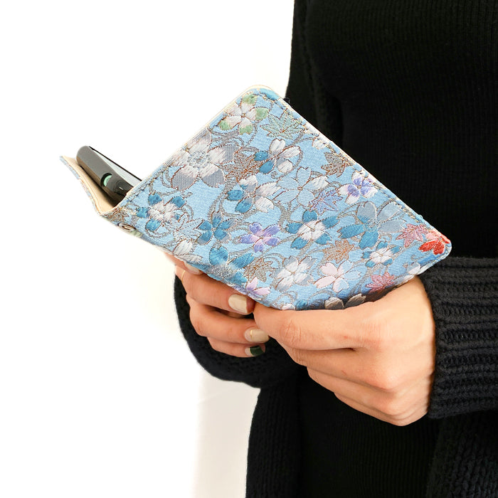 【Leo&Aoi公式ショップ】 iphone se3 / iphone se2 / iphone8 / iphone7 ケース カバー 西陣織 着物 明 手帳型ケース アイフォンスマホケース 【安心の返品保証付き】