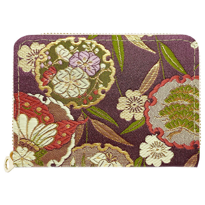 【Leo&Aoi公式ショップ】 西陣織 極 ミニ財布 財布 金襴 ミニウォレット コンパクト ラウンドファスナー サイフ さいふ ウォレット 小さい財布 カード収納 ラウンド財布 ミニサイフ 和風 和柄 和 豪華 織物 鳳凰 桜 櫻 宝尽くし 華文 花文 流水 ハンドメイド