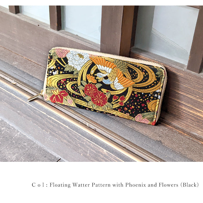 【Leo&Aoi公式ショップ】 西陣織 極 長財布 金襴 ラウンドファスナー 財布 カード収納 サイフ さいふ ウォレット ラウンド長財布 ラウンド財布 長サイフ 和風 和柄 和 豪華 織物 鳳凰 桜 櫻 宝尽くし 華文 花文 流水 レディース 女性 ハンドメイド【安心の返品保証付き】