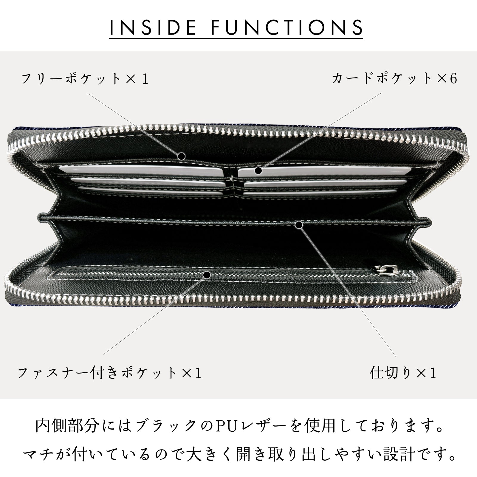 【Leo&Aoi公式ショップ】児島デニム マルチケース 長財布 通帳ケース パスポートケース 母子手帳ケース 大容量 スリム設計 ファスナー付き メンズ レディース おしゃれ ハンドメイド 岡山 デニム 【安心の返品保証付き】