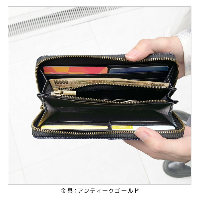 【Leo&Aoi公式ショップ】 児島デニム 長財布 インディゴブルー ウンドファスナー サイフ 財布 ラさいふ ウォレット ヴィンテージ デニム財布 カード収納 児島 デニム ラウンド長財布 長サイフ コジマ デニム長財布 メンズ レディース ハンドメイド 【安心の返品保証付き】